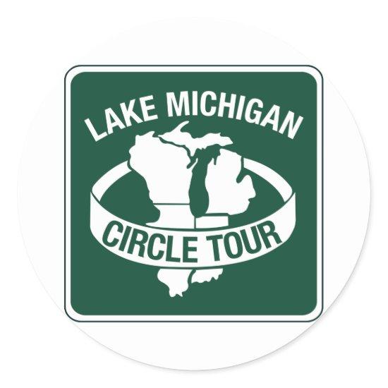 Lake Michigan Circle Tour, Sign, Wisconsin, USA Classic Round Sticker