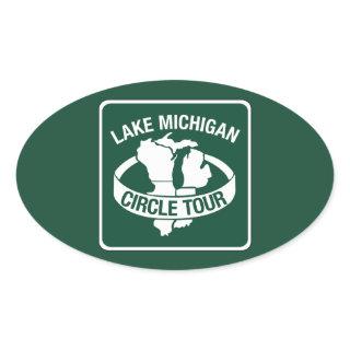 Lake Michigan Circle Tour, Sign, Wisconsin, USA Oval Sticker