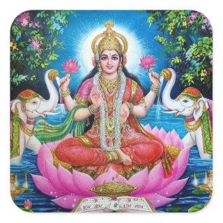 Lakshmi Goddess of Wealth, Happiness, and Beauty Square Sticker