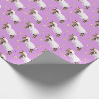 Lamb skipping whimsy watercolor art purple pattern