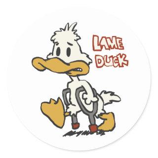 Lame duck cartoon | choose background color classic round sticker