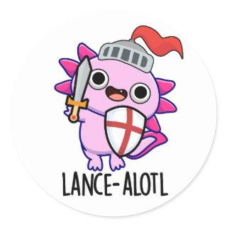 Lance-a-lotl Funny Axolotl Knight Pun  Classic Round Sticker