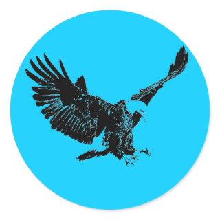 Landing Eagle Silhouette Classic Round Sticker