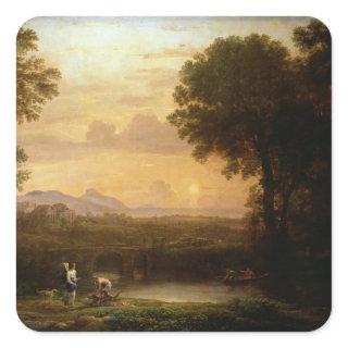 Landscape at Dusk Square Sticker