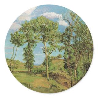 Landscape Paysage Frederic Bazille Impressionist Classic Round Sticker