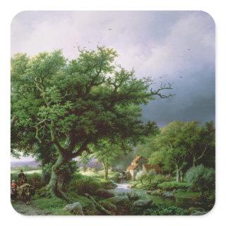 Landscape with a Mill Square Sticker