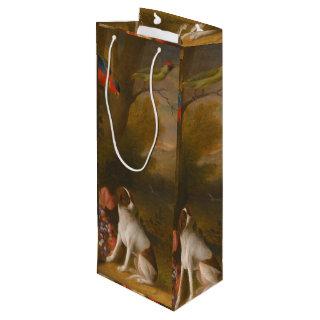 Landscape with exotic birds and two dogs wine gift bag