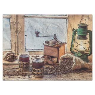 lantern Coffee Grinder Vintage 20x30 Decoupage Tissue Paper