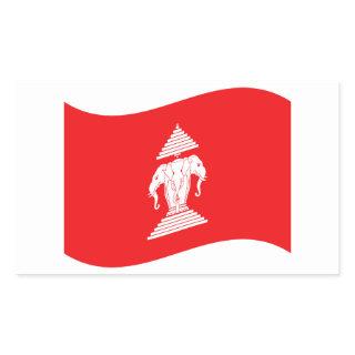 Lao Erawan Three Headed Elephant Flag Wave Rectangular Sticker