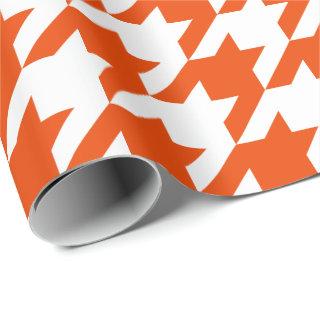 Large Bright Orange and White Houndstooth