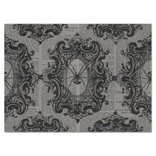 Large Framed Spider on Dark Grey Decoupage Tissue Paper