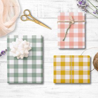 Large Gingham Patten in Sage Green, Peach, Yellow  Sheets