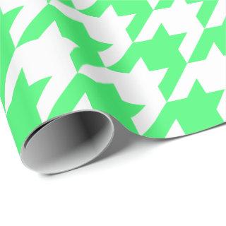 Large Light Green and White Houndstooth