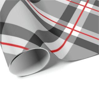 Large Modern Plaid, Black, White, Gray and Red