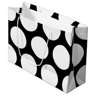 Large Polka Dots Pattern: Black & White Large Gift Bag
