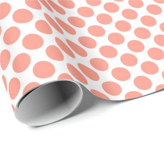 Large retro dots - coral pink and white