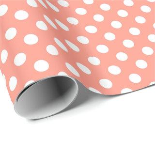 Large retro dots - coral pink and white