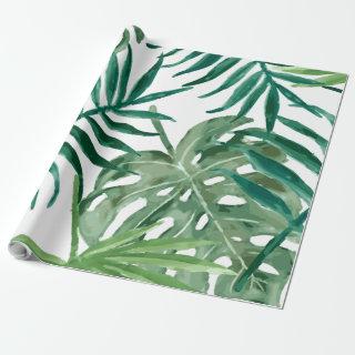 Large Tropical Monstera and Palm Leaves