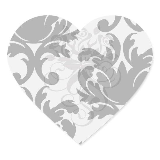 large white and black bold damask heart sticker