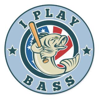 Largemouth Bass fish baseball bat Classic Round Sticker