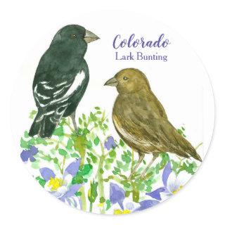 Lark Bunting Birds Colorado Columbine Classic Round Sticker