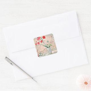 Larsson - Carnations and Poppies Square Sticker