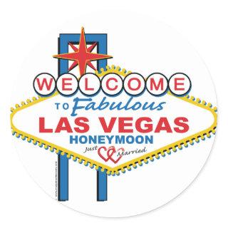 Las Vegas Honeymoon retro Classic Round Sticker