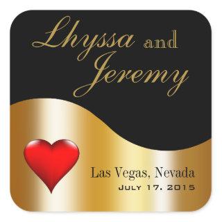 Las Vegas Lucky in Love black/gold Square Sticker