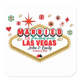 Las Vegas Married Couple Matching Vacation Nevada  Square Sticker
