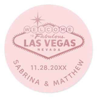 Las Vegas Wedding Rose Gold Pink Classic Round Sticker