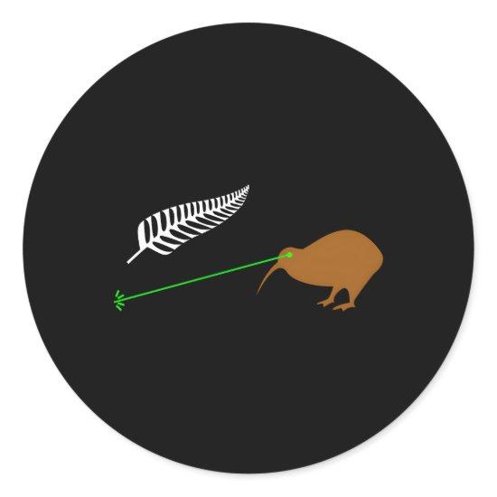 Laser Kiwi Flag- New Zealand Popular Choice Classic Round Sticker