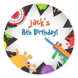 Laser Tag Paint Ball Birthday Favor Stickers