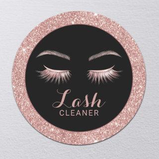 Lash Cleaner Modern Rose Gold Glitter Classic Round Sticker