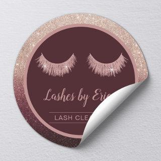 Lash Cleaner Rose Gold Ombre Eyelash Extensions Classic Round Sticker