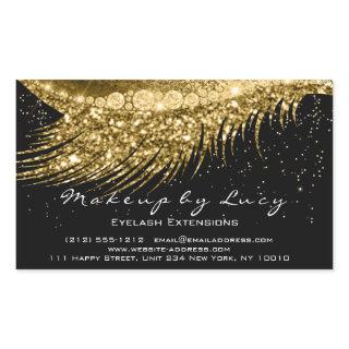 Lash Extension Makeup Beauty Gold Confetti Black Rectangular Sticker