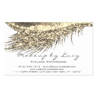 Lash Extension Makeup Beauty Gold White Glitter Rectangular Sticker