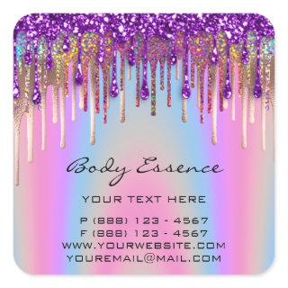 Lashes Extension Shop Holograph Purple Pastel Square Sticker