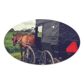 Last Night in an Amish community, Amish Horse Oval Sticker