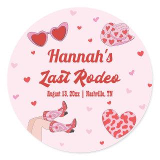 Last Rodeo Cowgirl Bachelorette  Classic Round Sticker