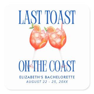 Last Toast on the Coast Aperol Spritz Bachelorette Square Sticker