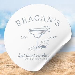 "Last Toast on the Coast" Beach Bachelorette Party Classic Round Sticker
