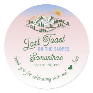Last Toast On The Slope Skiing Winter BACH Weekend Classic Round Sticker