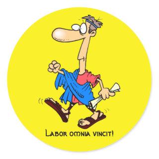 Latin: Labor omnia vincit! Classic Round Sticker