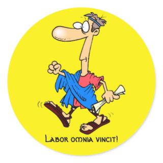 Latin: Labor omnia vincit! Classic Round Sticker