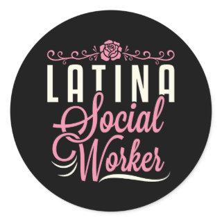 Latina Social Worker Classic Round Sticker