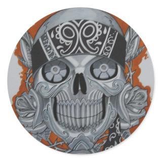 latino skull classic round sticker