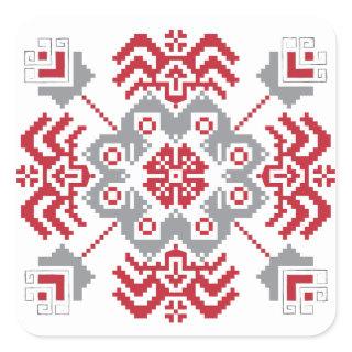 Latvian Auseklis Folk art geometric medallion Square Sticker