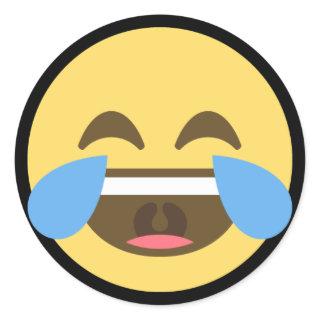 Laugh and Cry Emoji Classic Round Sticker