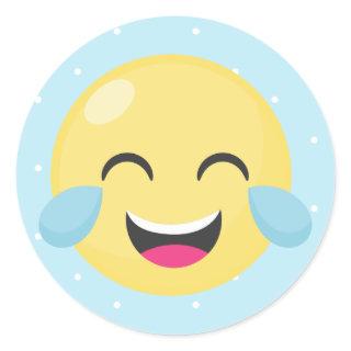 Laughing Out Loud Emoji Dots Classic Round Sticker