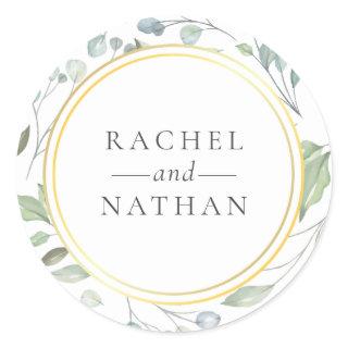 Laurel Garland Greenery Wedding Favor Classic Round Sticker